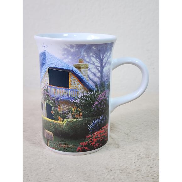 Thomas Kinkade Coffee Mug Teacup 10oz Lilac Cottage 2004 Porcelain 4" Vintage - Picture 5 of 12